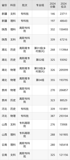 襄陽汽車職業(yè)技術學院2024錄取分數線(全國各省最低分匯總)